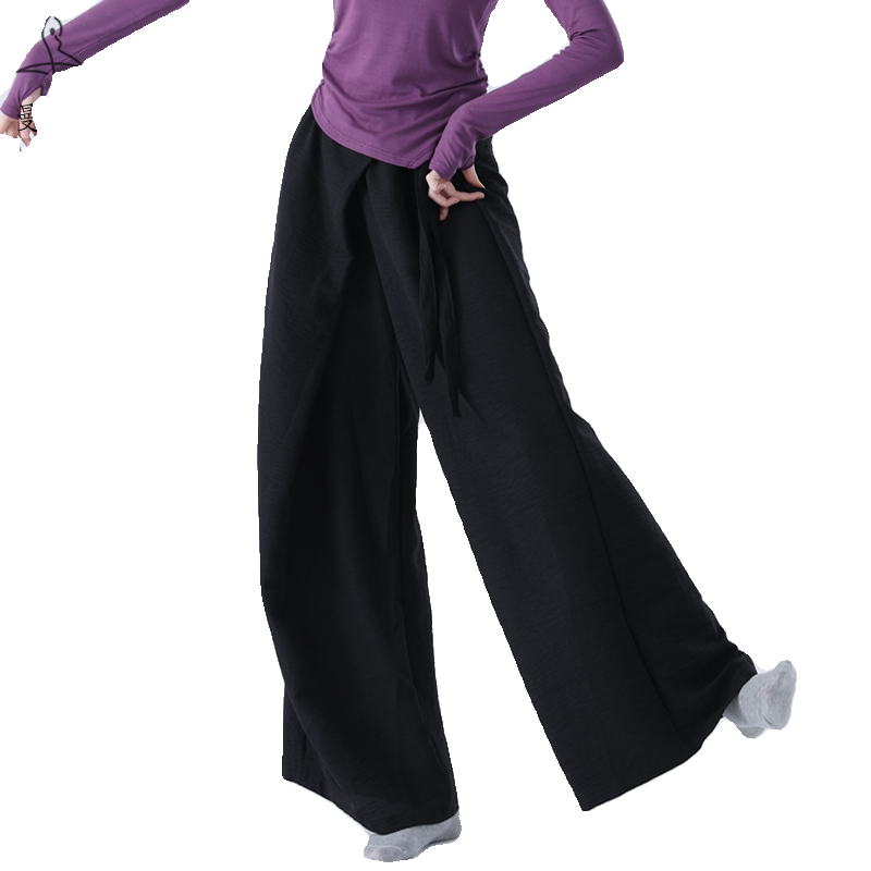 Chinese modern dance exercise pants female loose dance wide -leg pants texture sensory mountain pants dancing elegant adult trousers