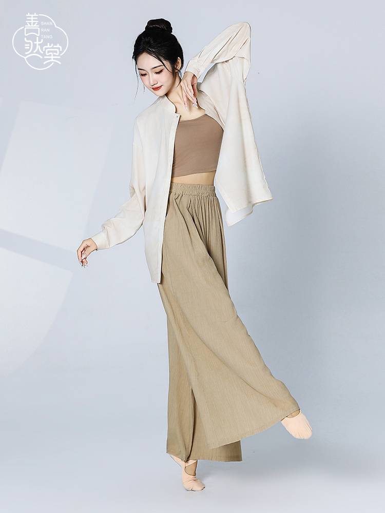 Shan Ran Summer Summer New Modern Dance Shirt Classical Dance Practice Server Long -sleeved Loose Training Server Jazz Men and Women