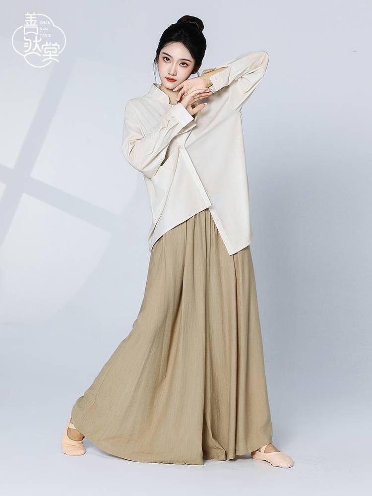 Shan Ran Summer Summer New Modern Dance Shirt Classical Dance Practice Server Long -sleeved Loose Training Server Jazz Men and Women