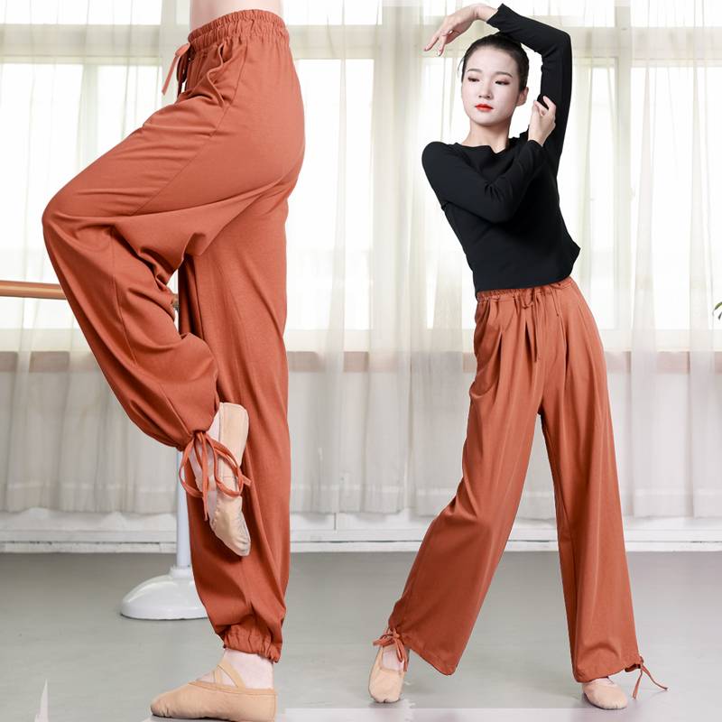 Dance practice pants Female adult spring Chinese classical dance form reflects dance clothing loose straight -legged wide -leg pants cotton