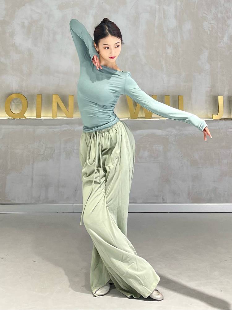 Dance practice pants men's and women's same spring and summer pure cotton wide -leg pants straight pants Modern dance pants practice uniforms loose