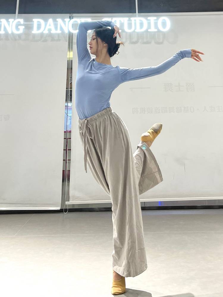 Dance practice pants men's and women's same spring and summer pure cotton wide -leg pants straight pants Modern dance pants practice uniforms loose