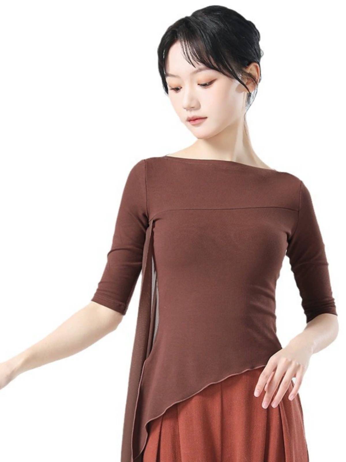 Modern dance exercise girl new dance clothing top Chinese dance classical dance adult floating veil finger clothing