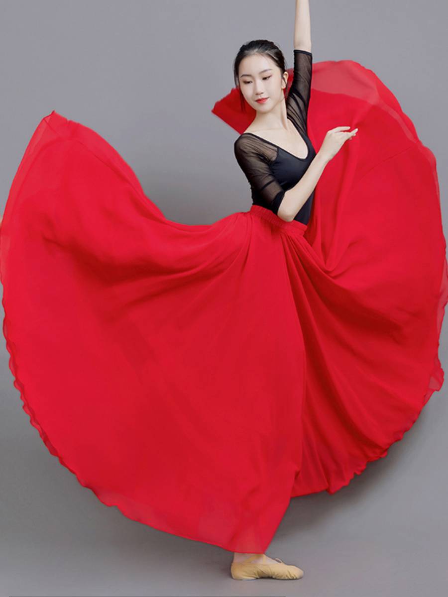 720 degrees classical black dance dress big skirt performance service modern dance skirt with inner lining fashion elegant girl