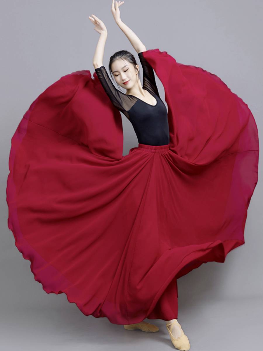 720 degrees classical black dance dress big skirt performance service modern dance skirt with inner lining fashion elegant girl