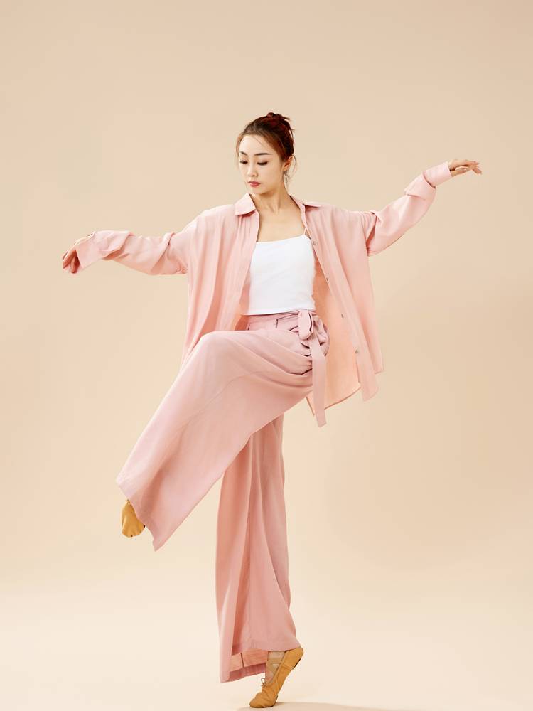 Modern dance service breathable temperament shirt performance performance uniform wide -leg pants professional college training suit suit