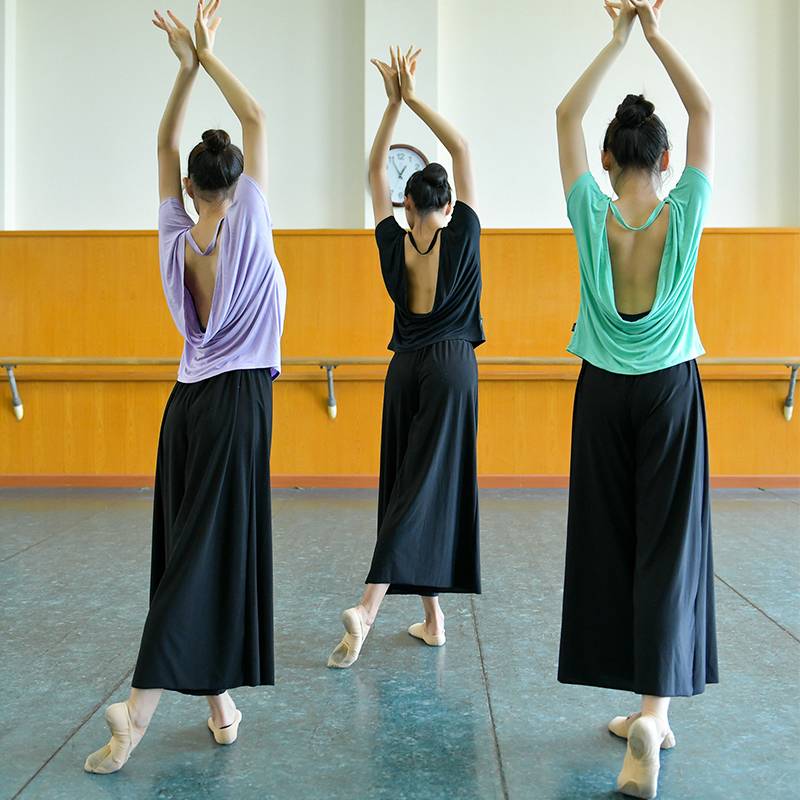 Classical dance clothing training exercise ballet training big back short -sleeved short -sleeved gymnastic cotton Modal