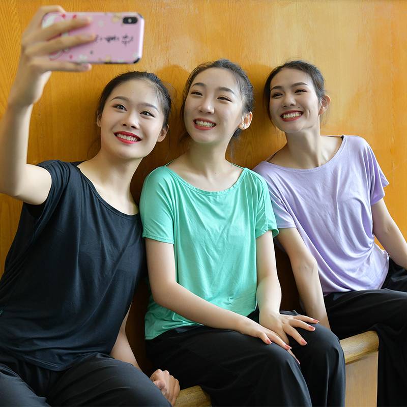 Classical dance clothing training exercise ballet training big back short -sleeved short -sleeved gymnastic cotton Modal