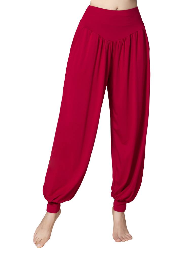 Dance pants female Modal loose modern dance wide -leg pants Classical national costumes practice clothes pocket lantern pants