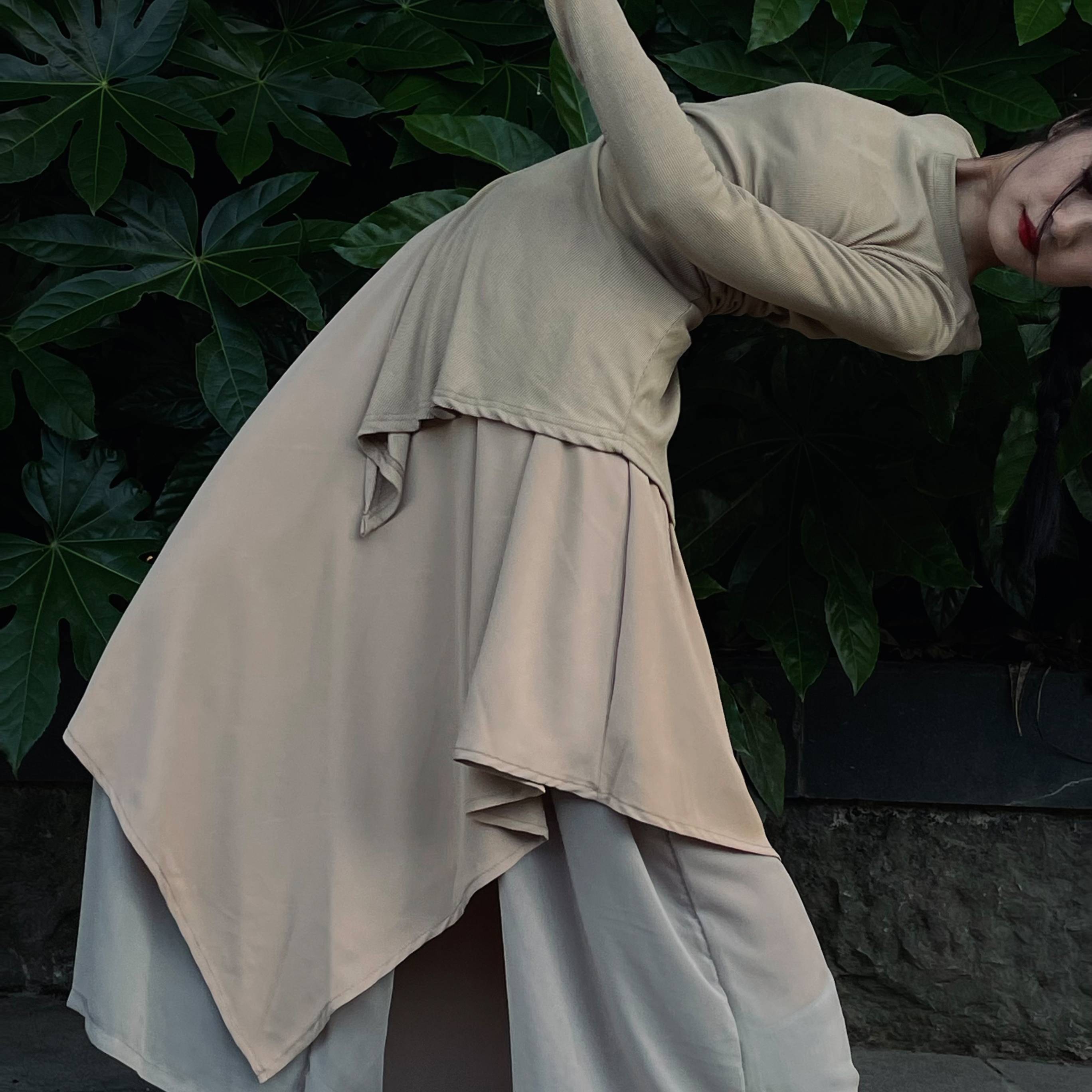 Unique Dance Modern Dance top Classical Dance Server Long Sleeve Irregular Mid -length Base Dance Dance Dance