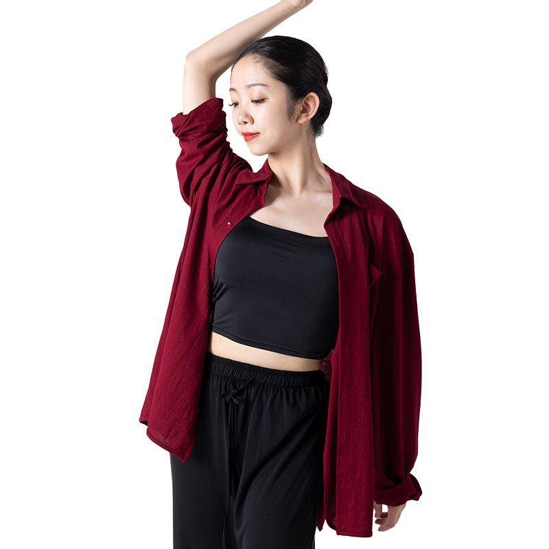 New Guofeng Dance Shirt Jacket Top Top Simple and Oriental Dance Practice Female Black Pants Modern Dance
