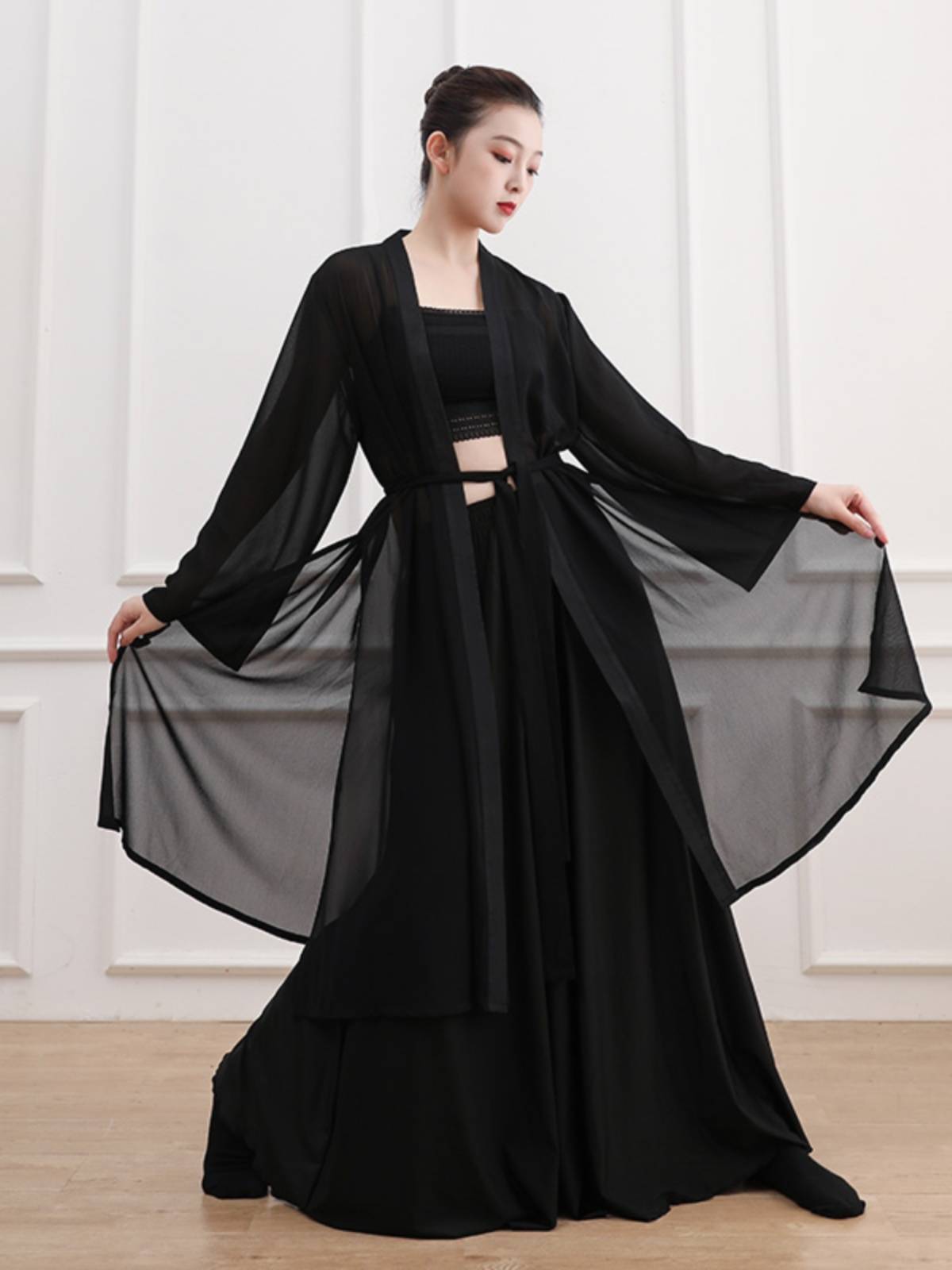Chinese style jazz dance service green snake retro yarn modern dance performance clothes practice clothes wide -leg pants ancient style Jazz