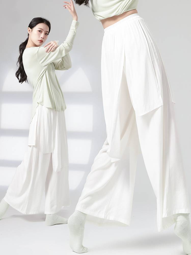 Classical dance dance pants women's loose and elegant wide legs practice skirt pants Chinese modern dance body training dancing clothing