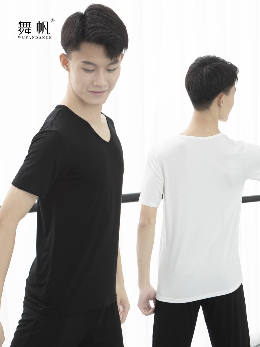 Dance clothing practice boys adult V -neck Chinese classical modern dance top teacher art test grade body clothing