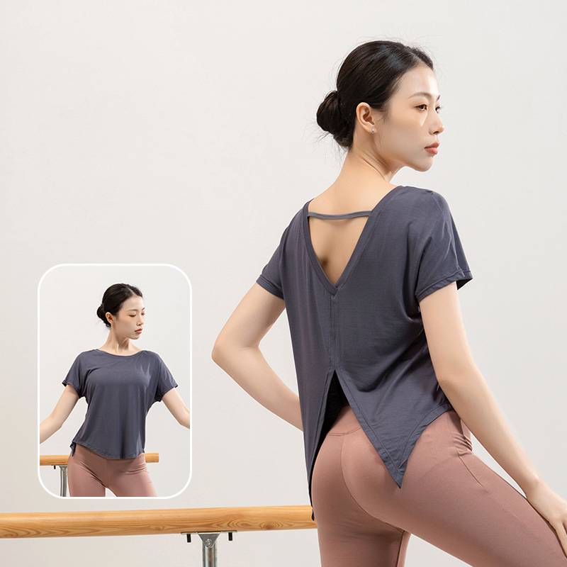 Practice service girl dance top short -sleeved professional body service Modern dance beauty back classical dance teacher slimming