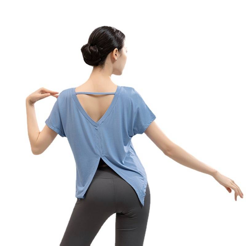 Practice service girl dance top short -sleeved professional body service Modern dance beauty back classical dance teacher slimming