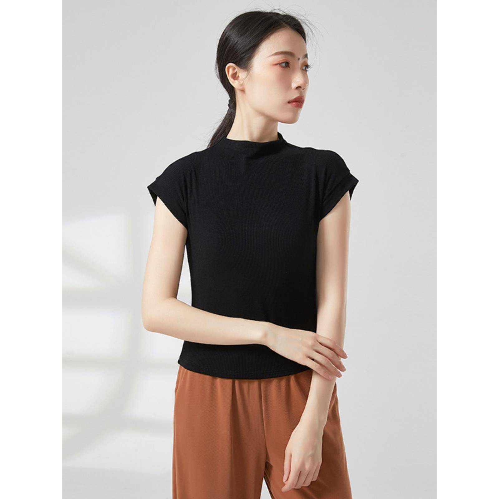 Dance practice clothing Top, female modern dance clothing summer dance clothing summer sleeve high -lead, classical dance candidates