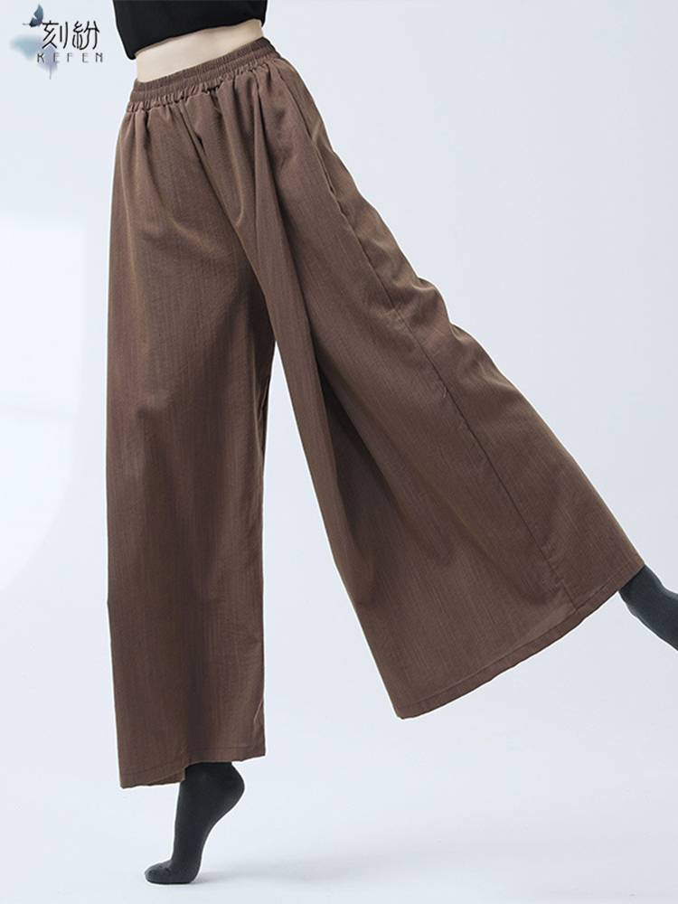 Spring and Autumn Modern Dance Pants Female Green Classical Loose Loose Wide -Leg Dancing Pants Country Wind Training Dance Pants
