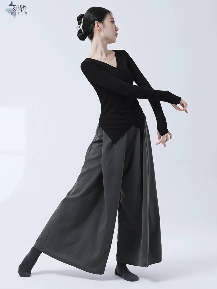 Spring and Autumn Modern Dance Pants Female Green Classical Loose Loose Wide -Leg Dancing Pants Country Wind Training Dance Pants