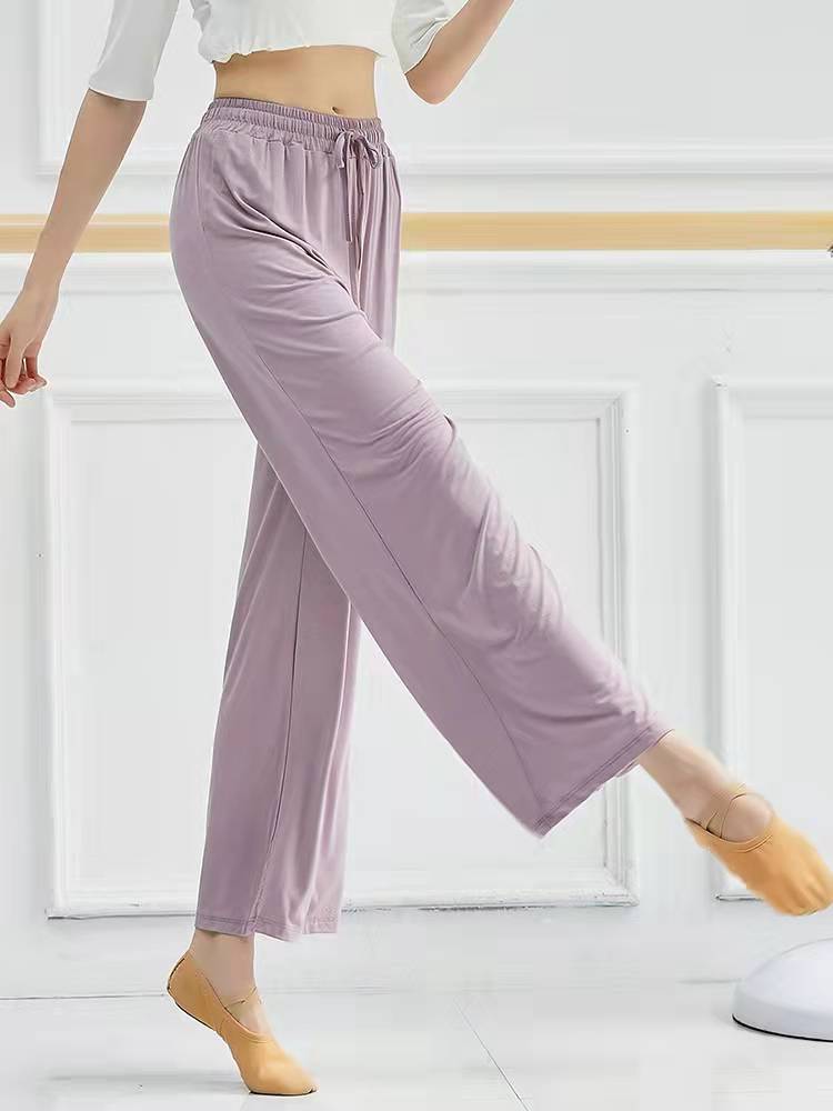 New Madel wide -leg pants high waist straight vertical elasticity Modern dance exercise pants classical dance pants yoga pants