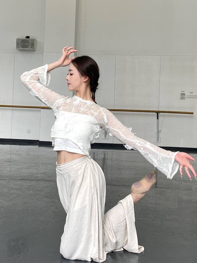 Modern dance pants cotton cotton, linen, pants dance dance training training training wide -leg pants spring dance pants feel daily