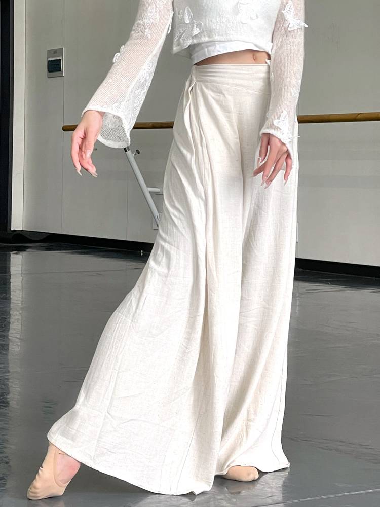 Modern dance pants cotton cotton, linen, pants dance dance training training training wide -leg pants spring dance pants feel daily
