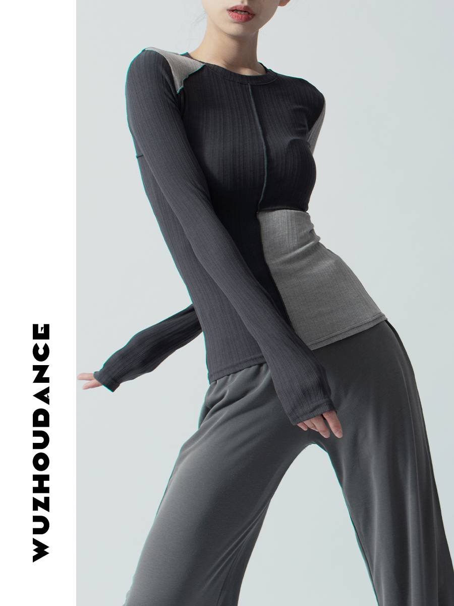 Dance Chau Danz Modern Dance Dance Dance Dance Dance Switching Top Together Equipment Dancer Practice Top Design striped long sleeves
