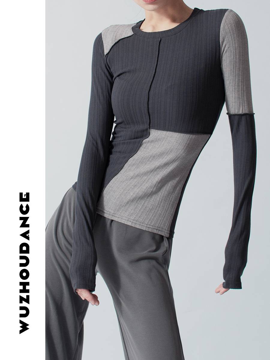 Dance Chau Danz Modern Dance Dance Dance Dance Dance Switching Top Together Equipment Dancer Practice Top Design striped long sleeves
