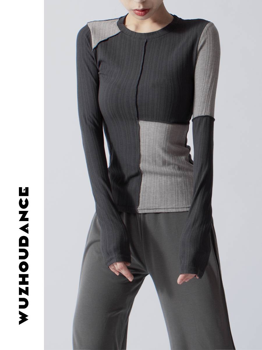 Dance Chau Danz Modern Dance Dance Dance Dance Dance Switching Top Together Equipment Dancer Practice Top Design striped long sleeves