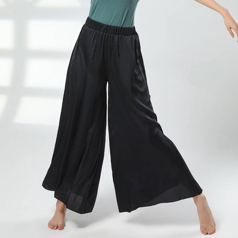 Chinese dance satin dance pants dance pants practice pants modern dance high waist wide -leg pants