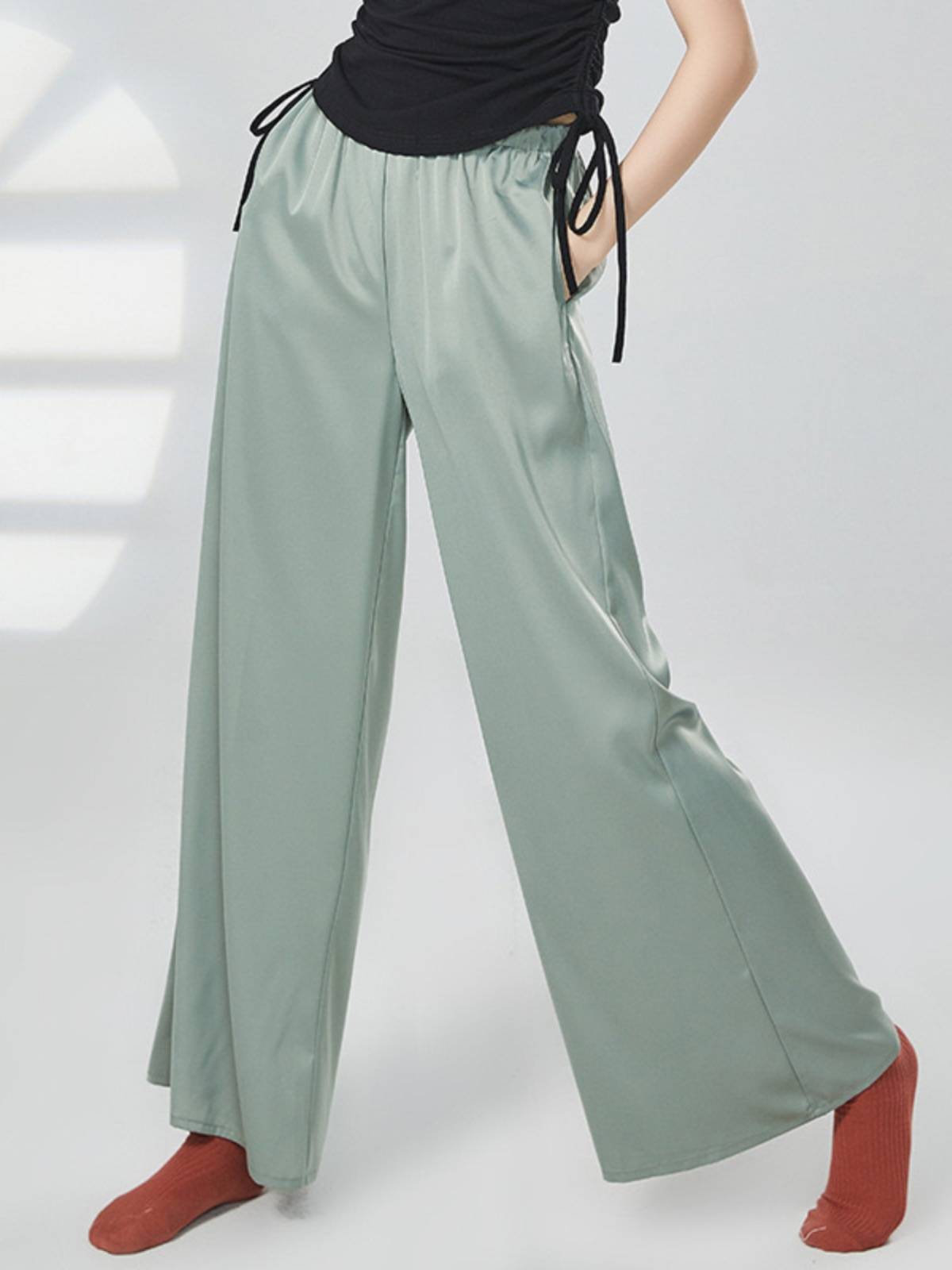 Dance air pants, elegant and loose wide -leg pants Modern dance high -waist dangling pants classical dance base dance straight pants