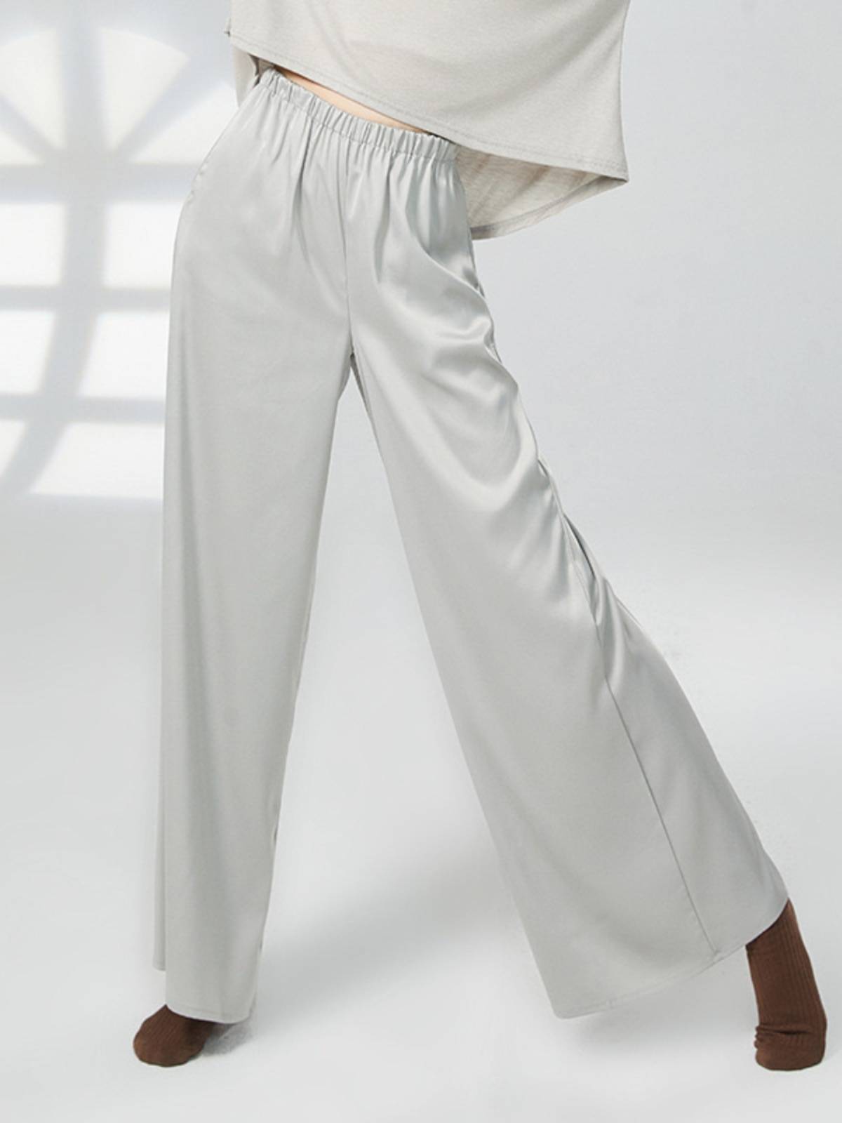 Dance air pants, elegant and loose wide -leg pants Modern dance high -waist dangling pants classical dance base dance straight pants