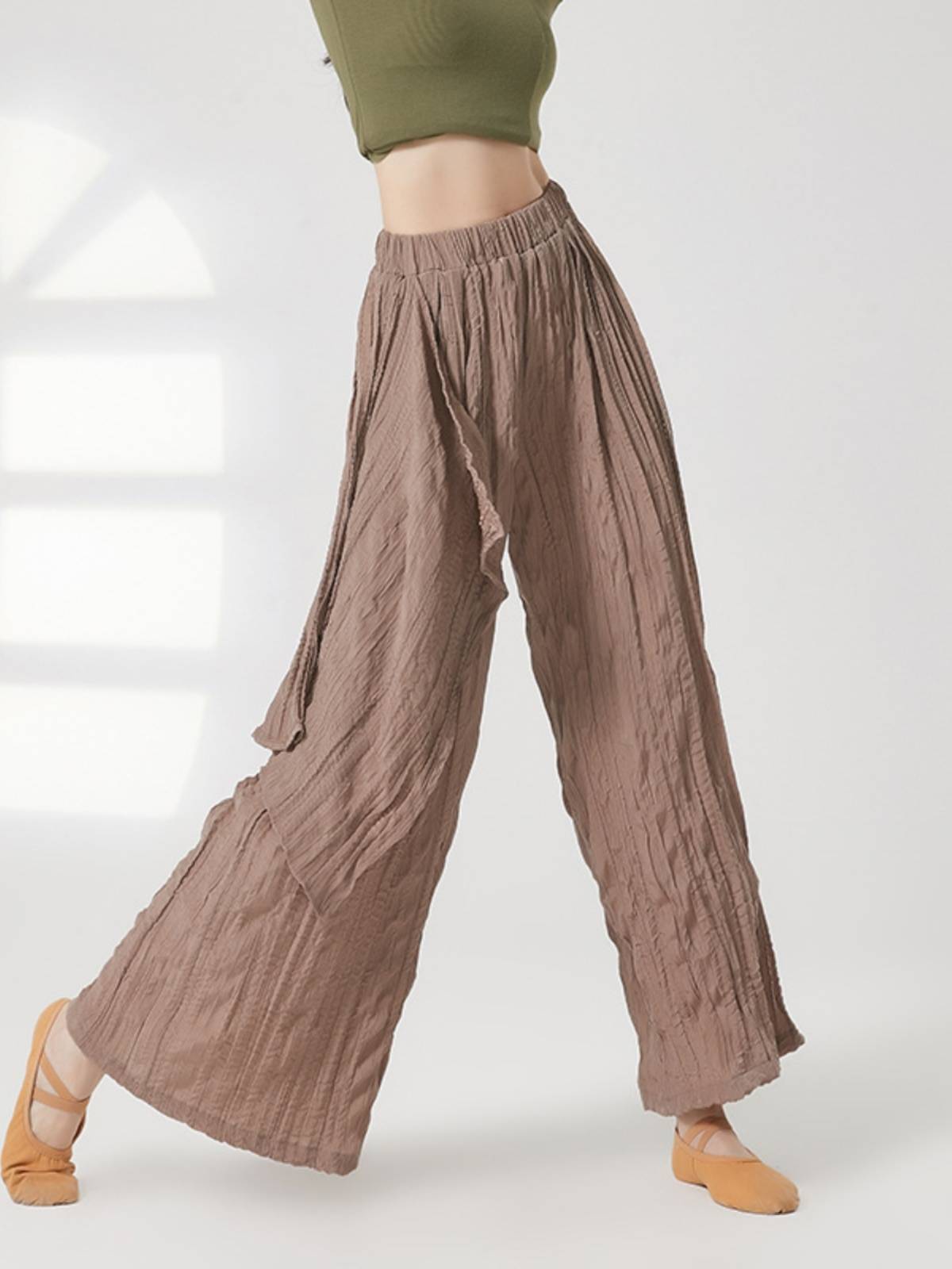 Modern dance pants dance pants loose shape body exercise pants folds straight wide -leg pants classical dance teacher class pants