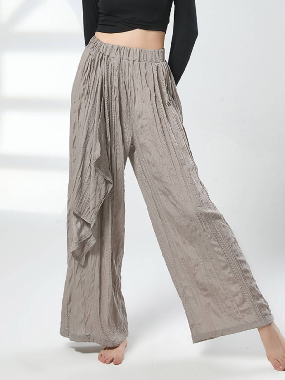 Modern dance pants dance pants loose shape body exercise pants folds straight wide -leg pants classical dance teacher class pants
