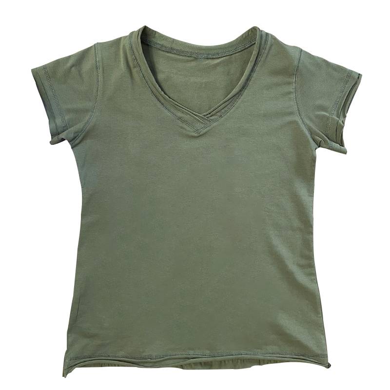 One grid V -neck Modern Dance Short -sleeved Practice Server Female Summer Dance Foundation Training Service Loose Art Test Training Server T -shirt
