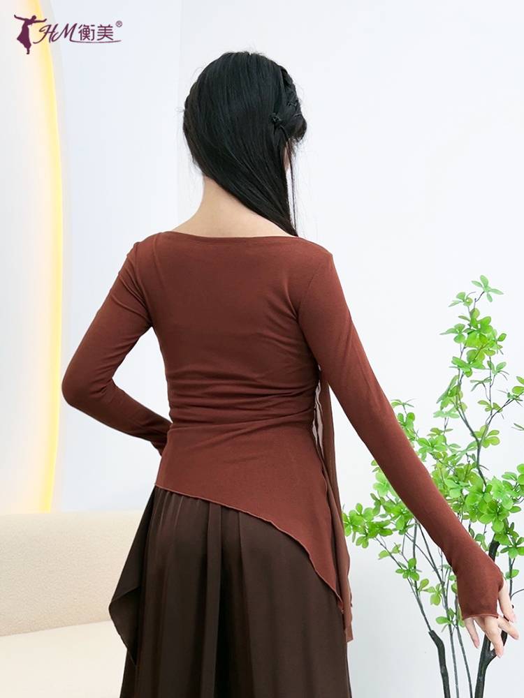Modern dance training service women's net yarn stitching irregular jacket Dance birthday often wear shape training uniforms