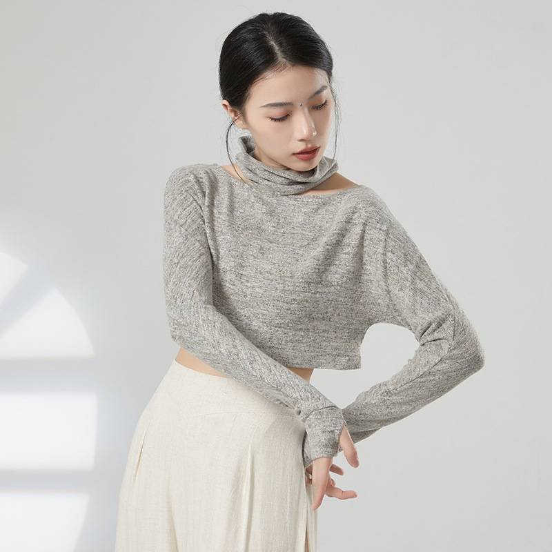 Modern dance clothing female hemp potato muscle jersey dance service modern breathable short arms long square dance clothing