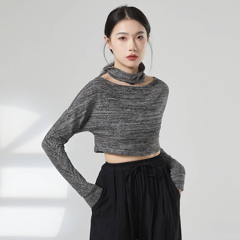 Modern dance clothing female hemp potato muscle jersey dance service modern breathable short arms long square dance clothing