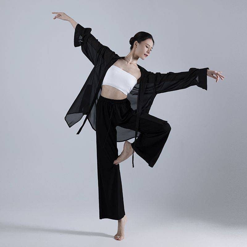 Modern dance exercise uniforms loose shirt straight dance pants in summer elegant high -level high -level female top