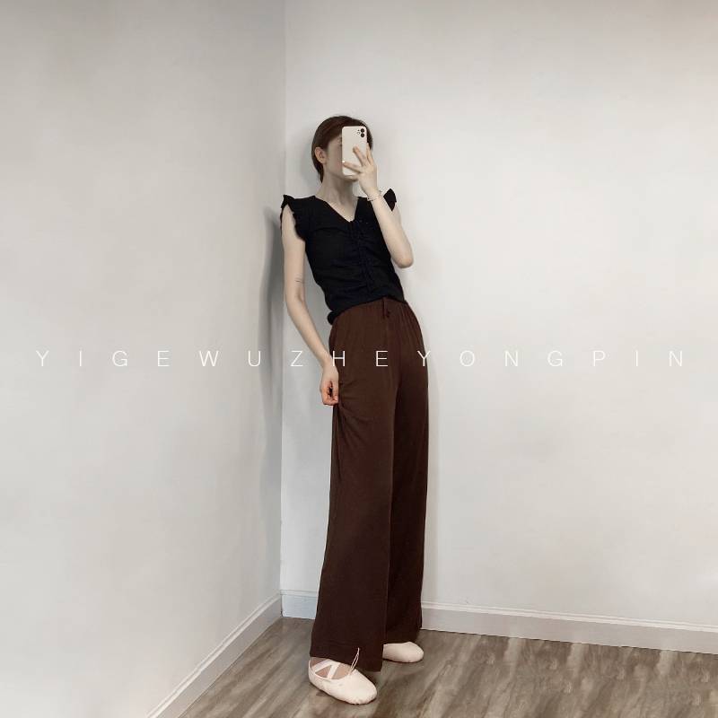 One grid summer modern dance vest black, thin small flying sleeve ballet collection, short top top, exercise girl