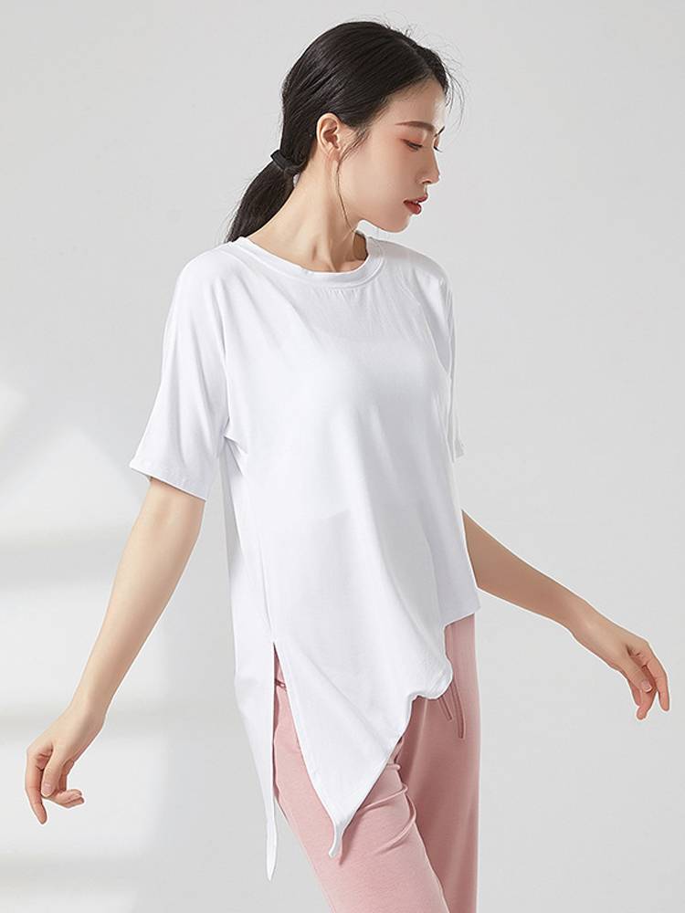 Summer Classical Modern Dance Fita Training Gong Clothing Modal Loose Adult Short -sleeved Yoga Top Gongyan