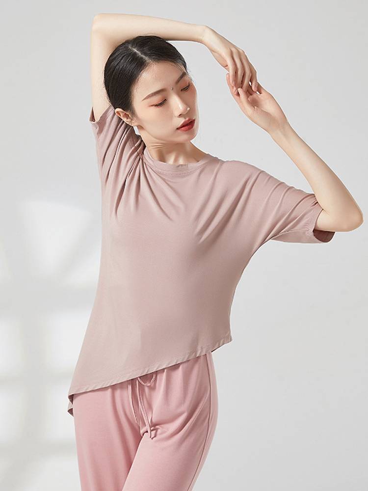 Summer Classical Modern Dance Fita Training Gong Clothing Modal Loose Adult Short -sleeved Yoga Top Gongyan