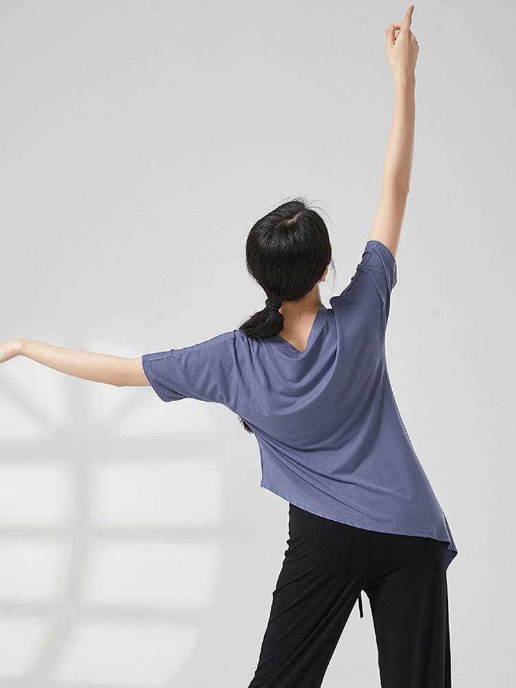 Summer Classical Modern Dance Fita Training Gong Clothing Modal Loose Adult Short -sleeved Yoga Top Gongyan