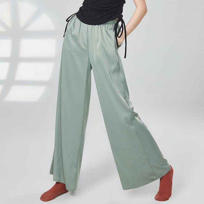 Chinese nation's modern dance body training skills clothing loose pocket chiffon straight air trousers Gongyan