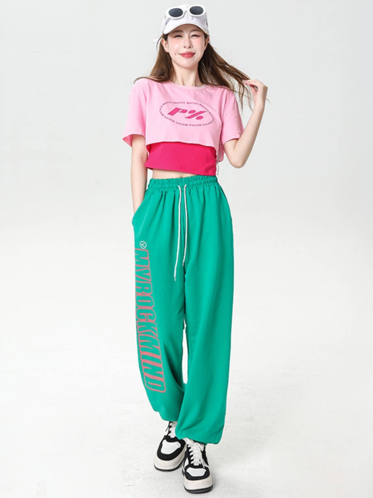 Jazz dance clothing female sports three -piece loose short -sleeved student hip -hop hip -hop adult modern dance performance service
