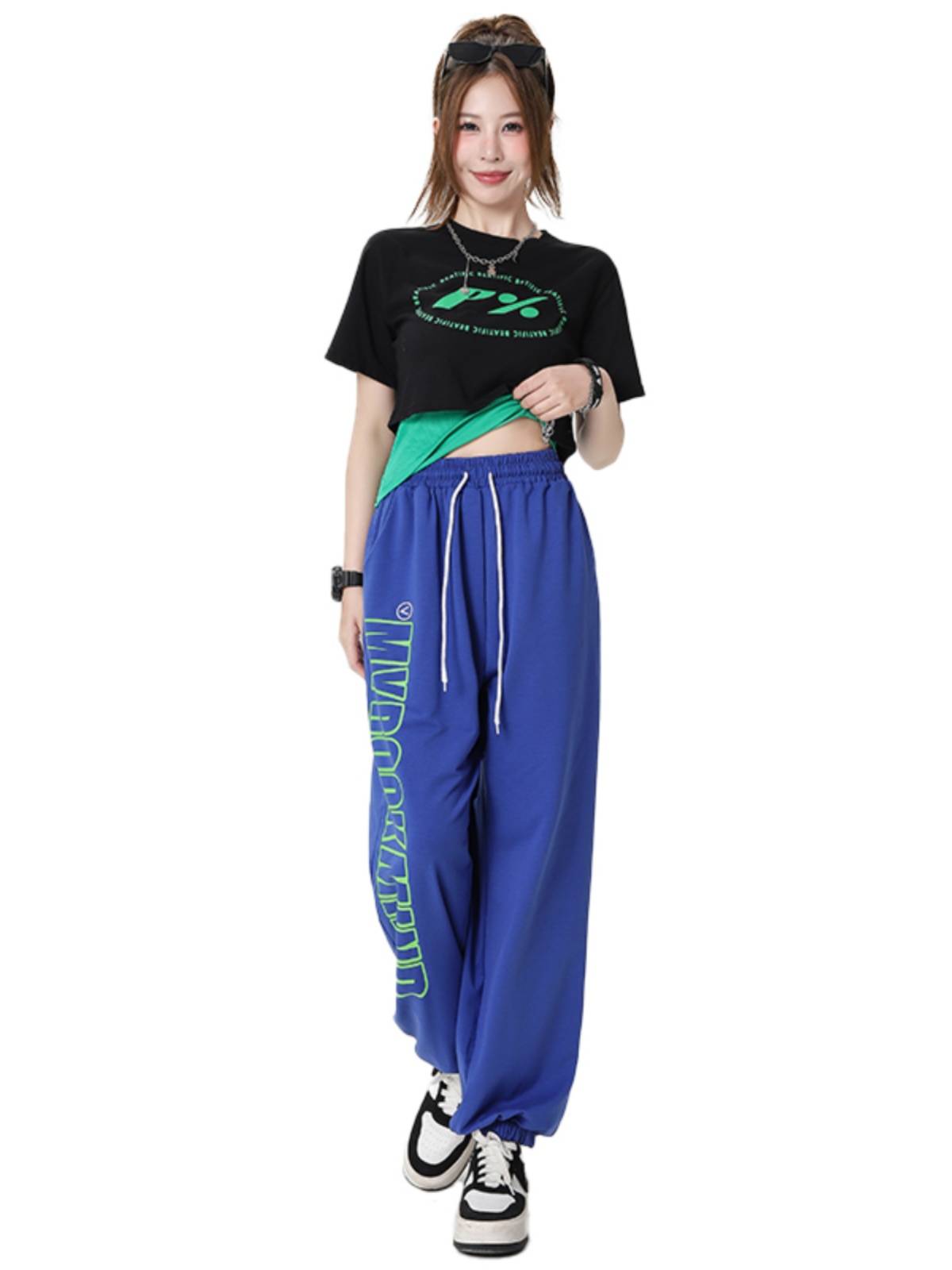 Jazz dance clothing female sports three -piece loose short -sleeved student hip -hop hip -hop adult modern dance performance service