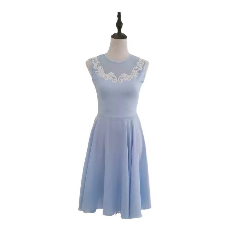Modern dance and dance clothing female classroom same sleeveless dress, short skirt, elegant yarn skirt, showing performance