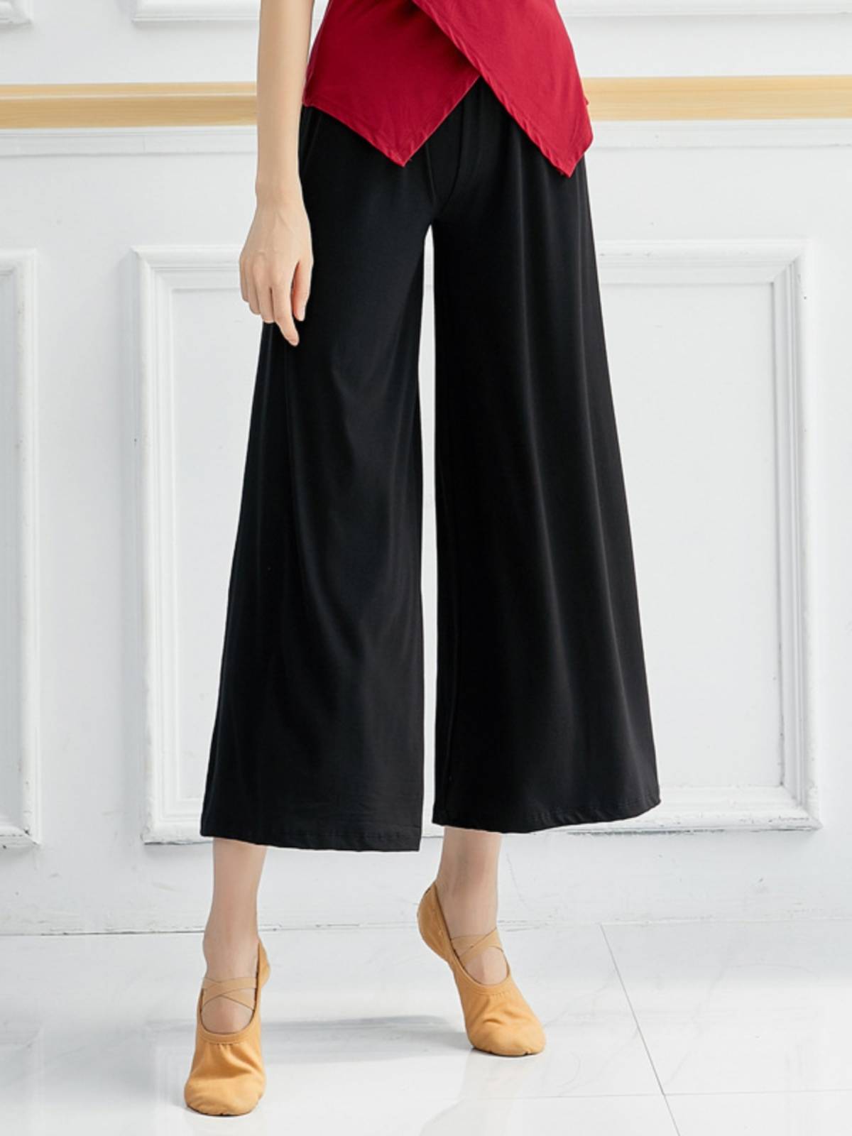 Modern Dance Practice Montel Loose Loose Looped Female Women's High -waisted wide -leg Pants Student Training Class 9 Pants