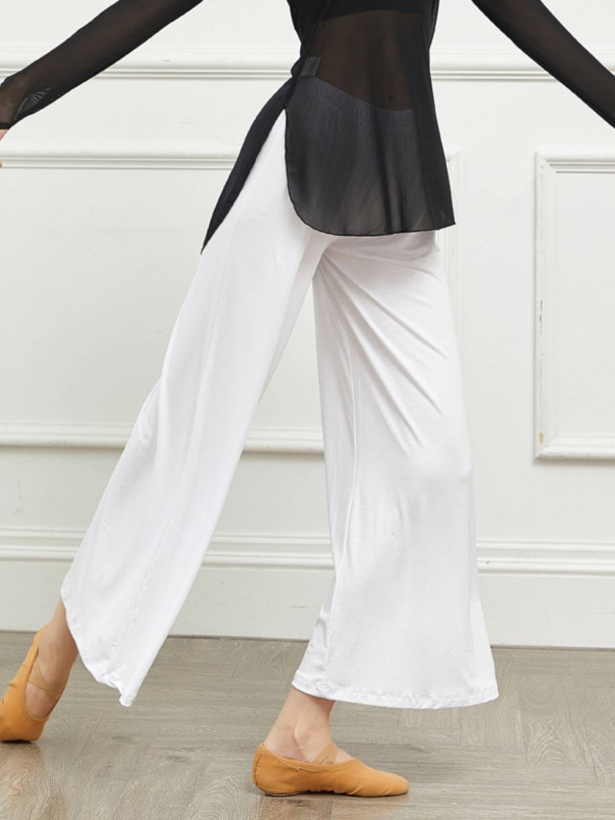 Modern Dance Practice Montel Loose Loose Looped Female Women's High -waisted wide -leg Pants Student Training Class 9 Pants