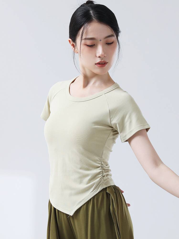 Modern dance exercise, female adult slimming, short -sleeved jazz basic dance top dance birthday is often worn